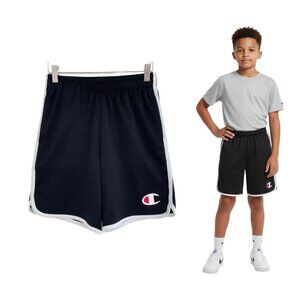 Champion Shorts Boys Large Black White Mesh Gym Athletic Pockets Basketball PE